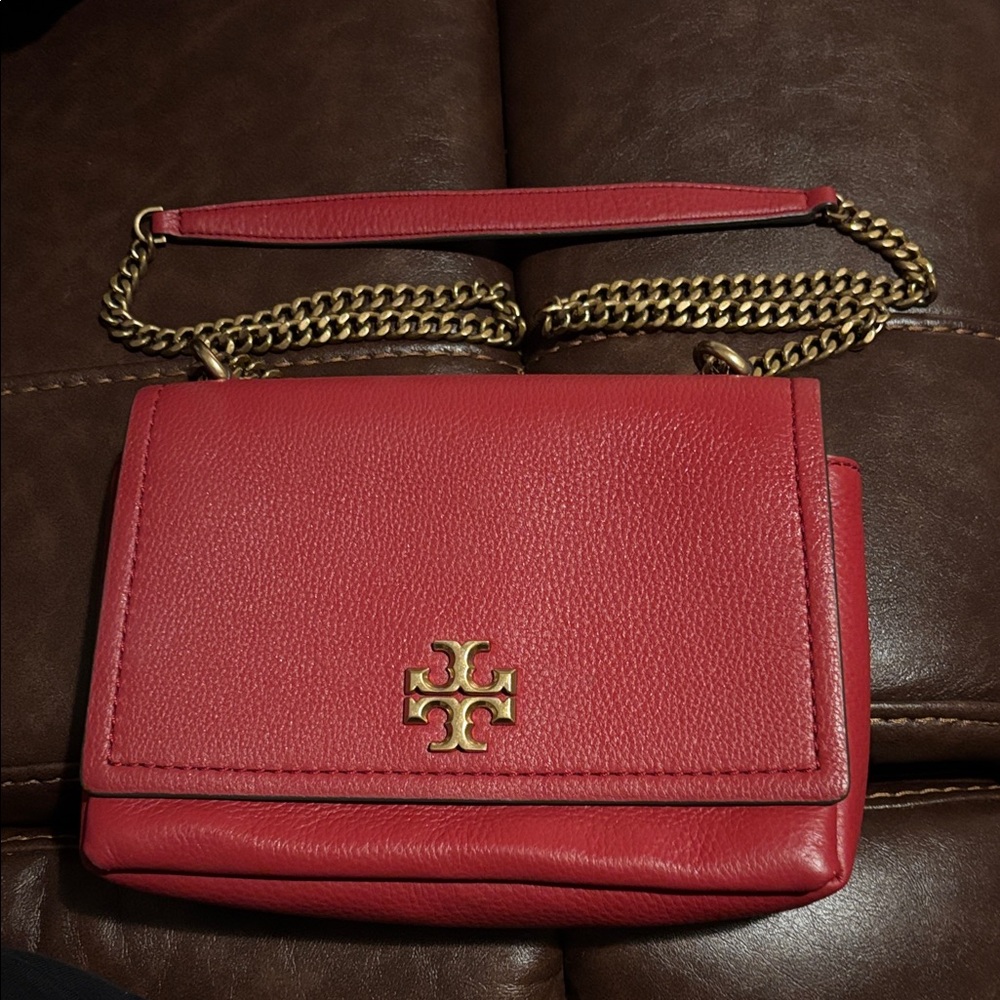 Tory Burch Cherry Red Crossbody Bag with Gold Chain Tory Burch Kira Bag